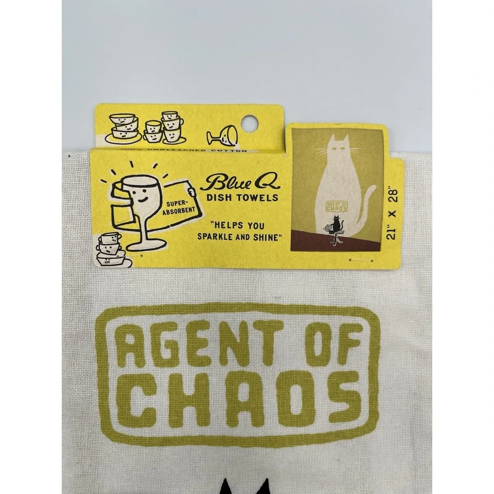 Blue Q‎ Retro Dish Towel Agent of Chaos Cat Lover Pet Mom Cotton Kitchen Decor